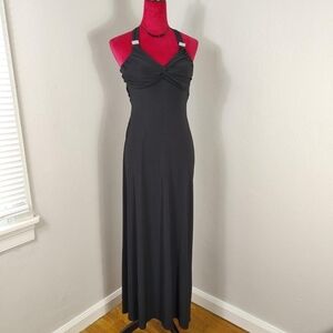 Y2K 2000s Black Sexy Open Back Formal Maxi Dress Prom Homecoming Size 7/8